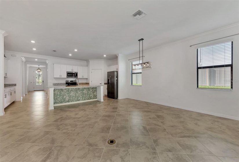 long shot of living room/kitchen