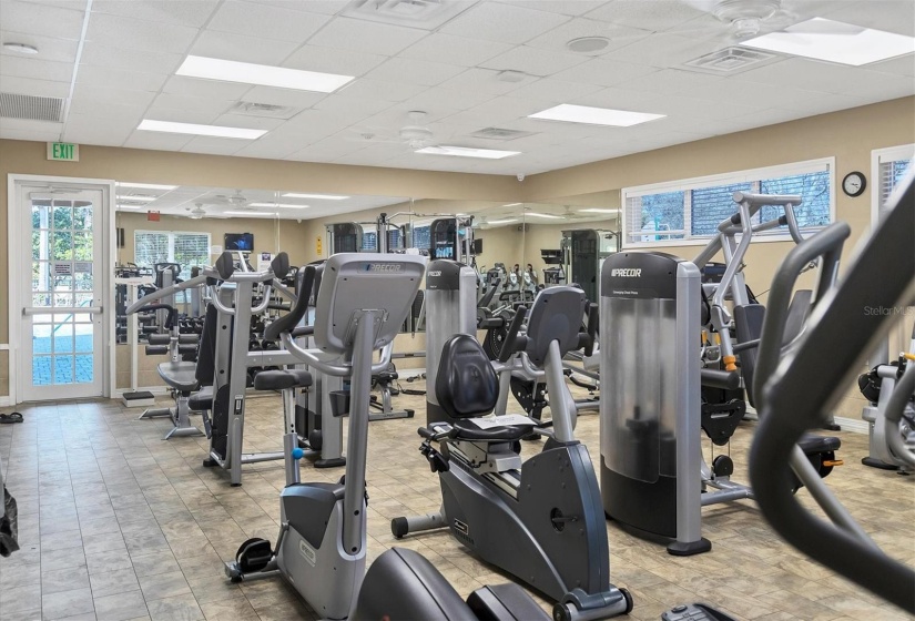 Fitness center with locker rooms and bathrooms