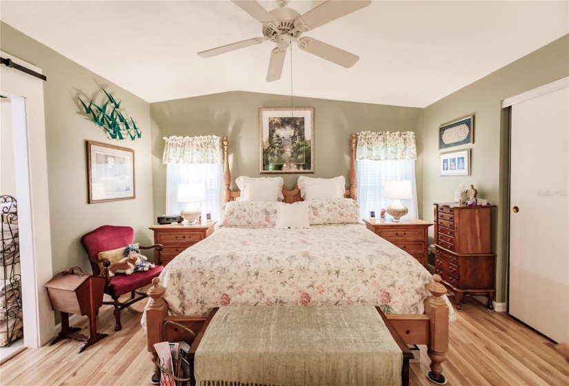 Amazing Master suite with two closets, one that is the length of the room and deep. The other is a large walking closet just off the Master bath.