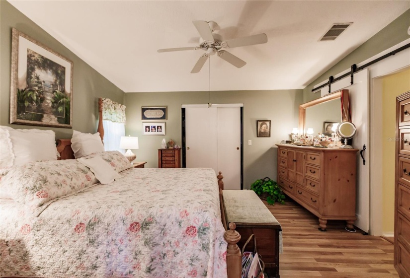 Amazing Master suite with two closets, one that is the length of the room and deep. The other is a large walking closet just off the Master bath.