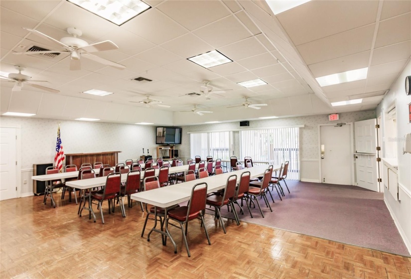 Dinning area in Club House. See the Club House Hallway event center bulletin boards with major activities for times and dates or your monthly calendar.