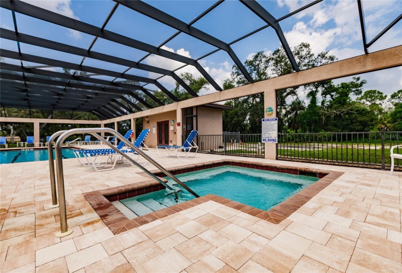 Huge screened, heated pool and spa, restrooms and much more.