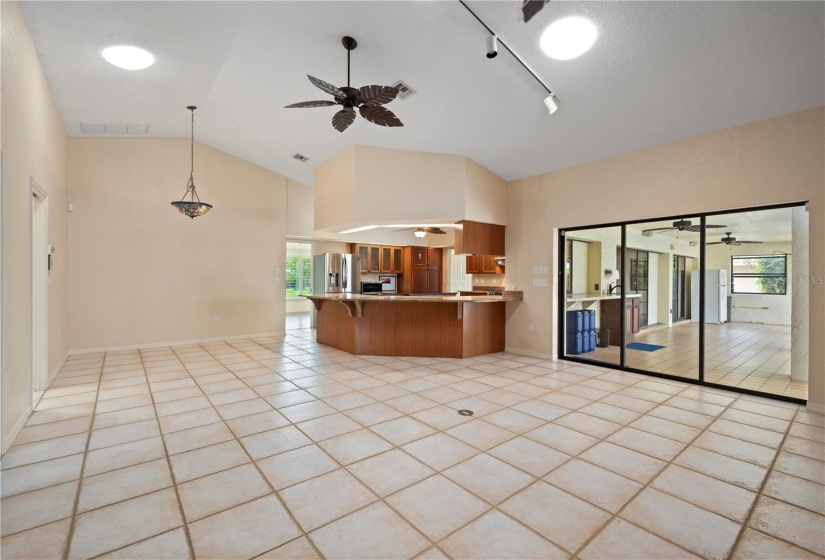 View from Family Room and through sliding doors to lanai