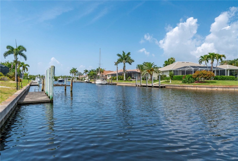 View from dock south to perimeter rim canal