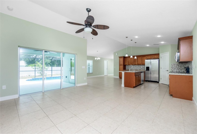 Living Room to Kitchen and Dining Room