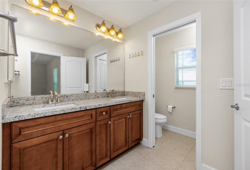 Primary bathroom with dual sinks