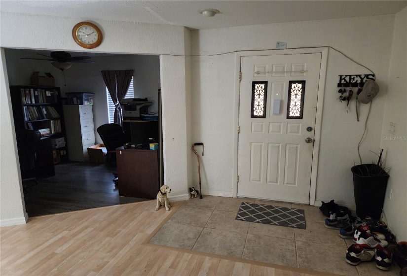 Front entry area with view of home office