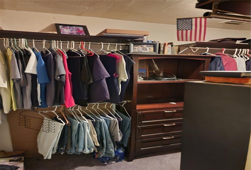 Walk-in closet in master bedroom