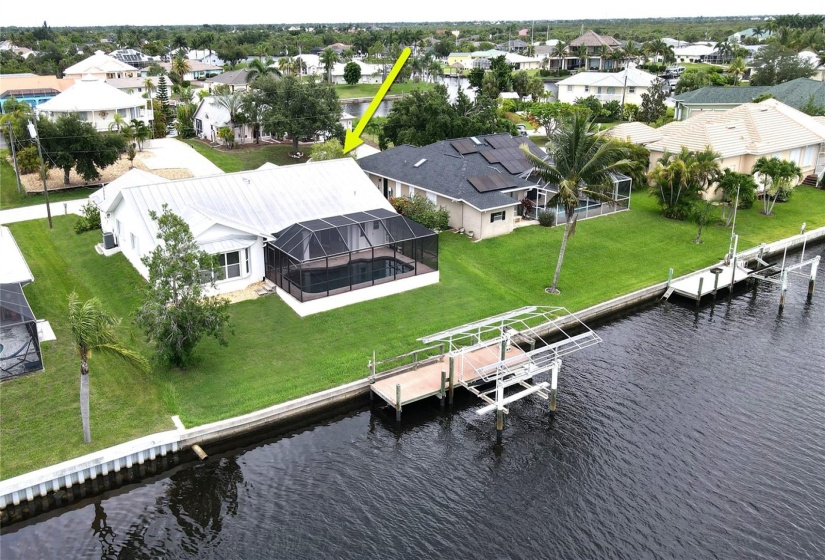 Aerial view of home and waterfront