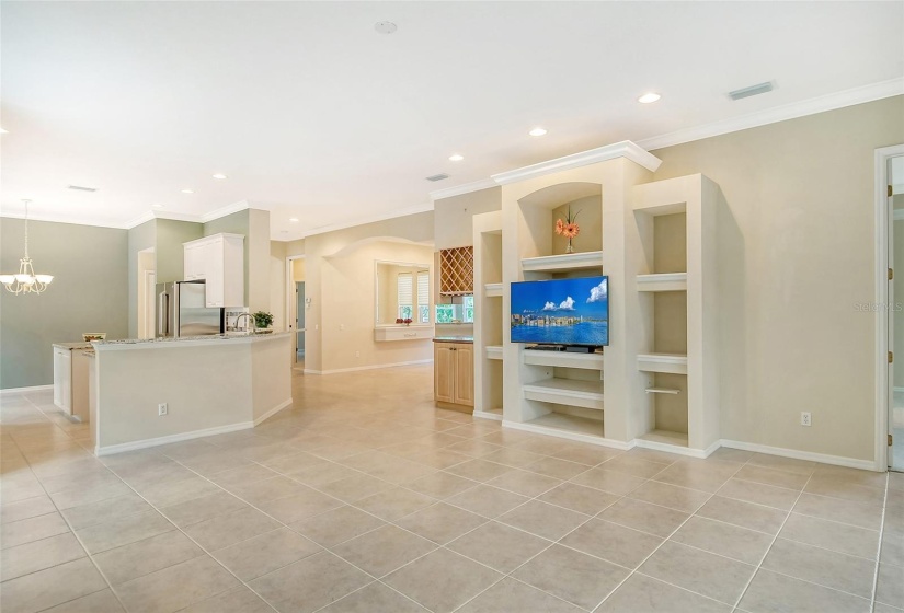 View from living room to the Kitchen and Dining Room