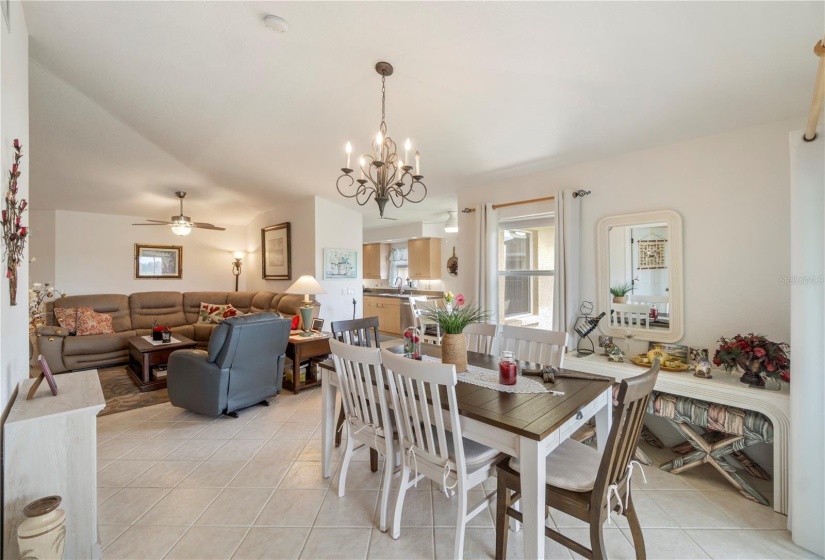 Living room, dining room & kitchen view