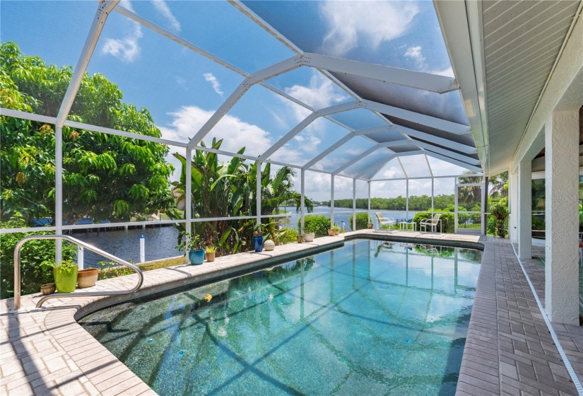 Wide Water views. Steps and handrail in pool on this end