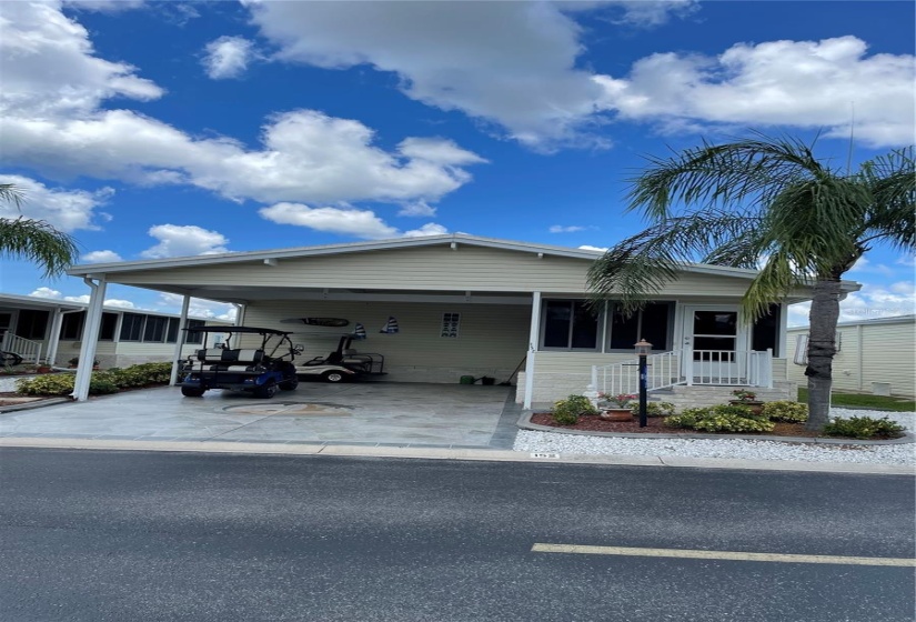 2 car carport and front entry