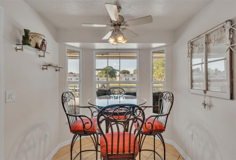 Kitchenette with canal views.