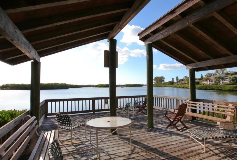 Gazebo along Sarasota bay where owners gather to chat