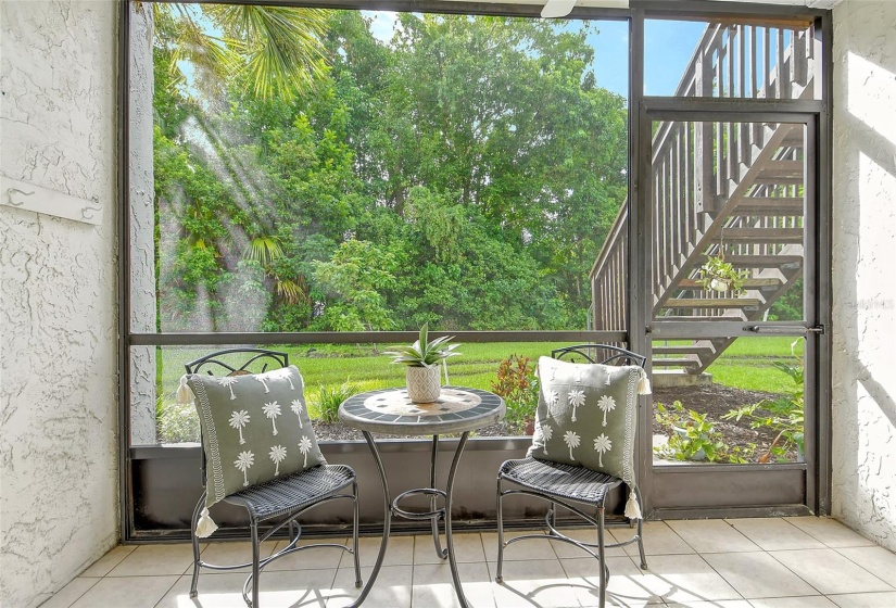 View of sunny, private, screened lanai.