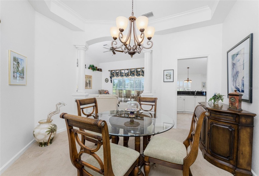 View form dining area to the kitchen and living room.