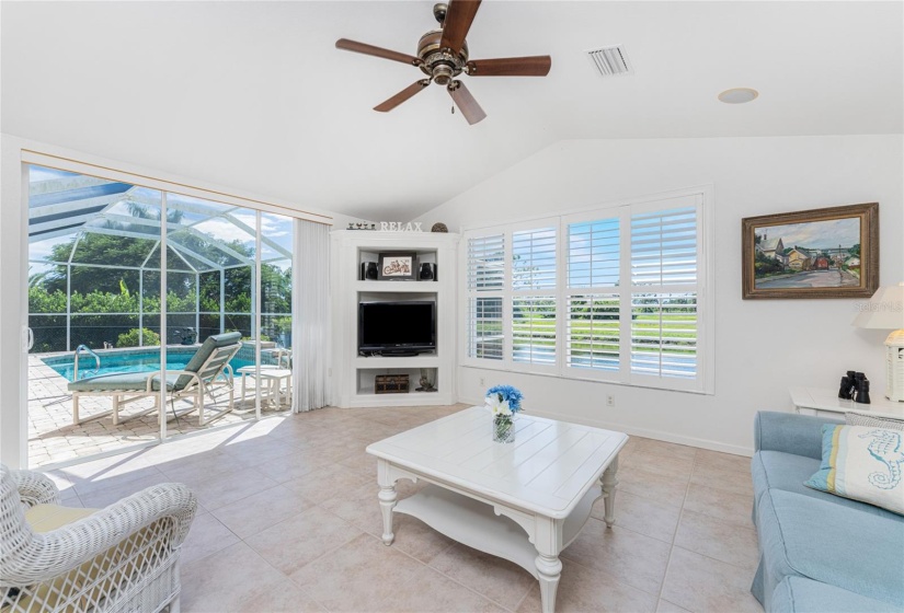 Pocket sliding doors to the lanai/pool area from the family room.