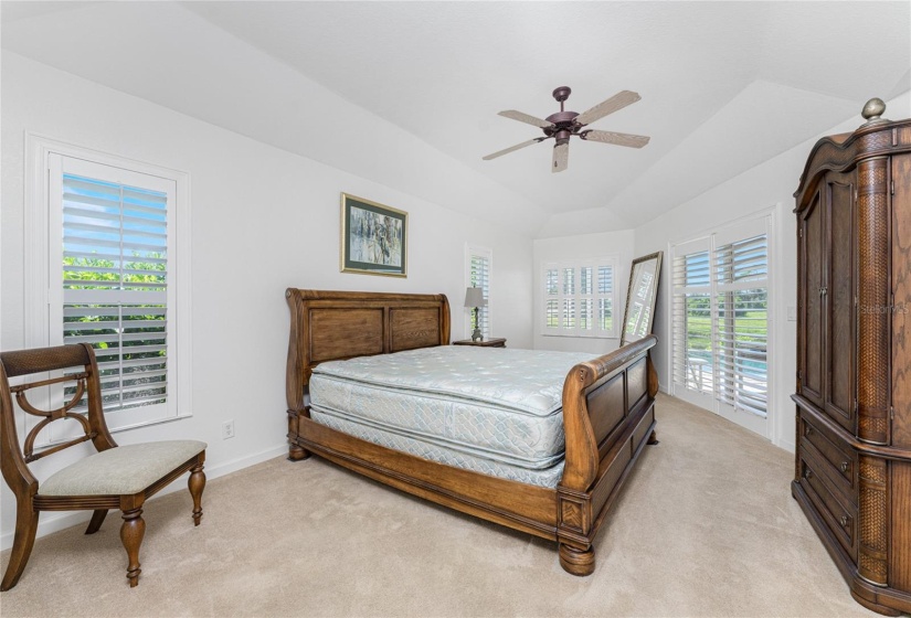 Large main bedroom has room for the largest of furniture.