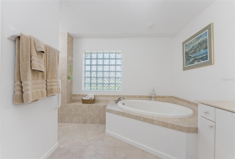 Relax in this large garden tub in the main bath!