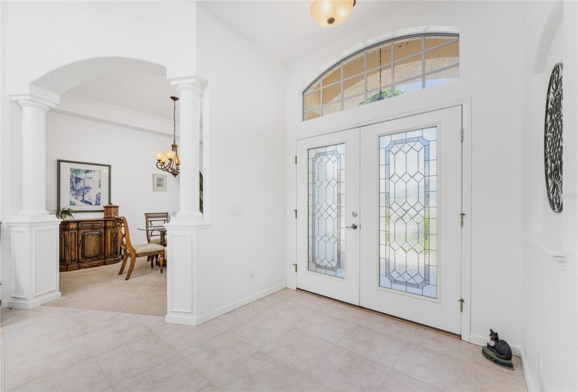 Inside view of of the beautiful front doors with the 