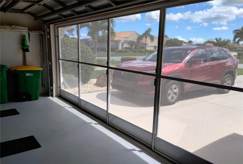 Screened sliders in garage