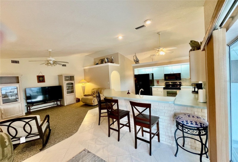 view from Dinette into Kitchen and Family Room