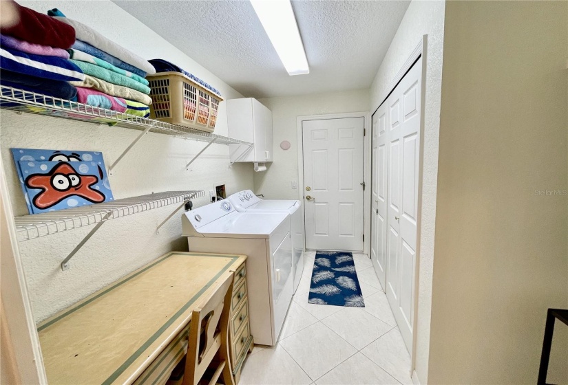 Inside Laundry Room has a wash sink and screen door to garage