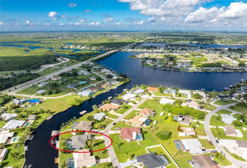 Aerial looking west toward the harbor access