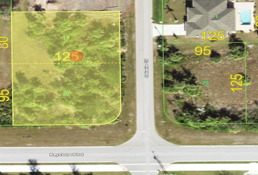 Plat Map of double corner lot combined for one homesite