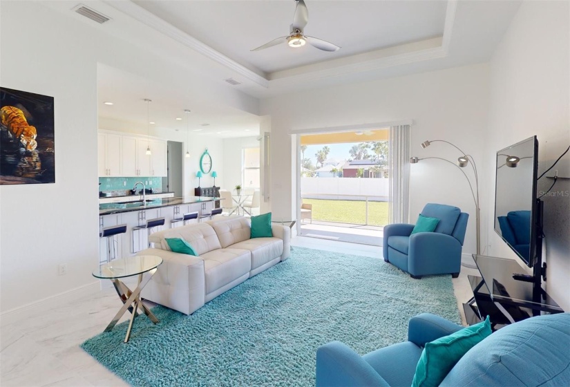 View into kitchen from Living area