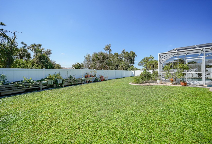 beautiful fenced in back yard