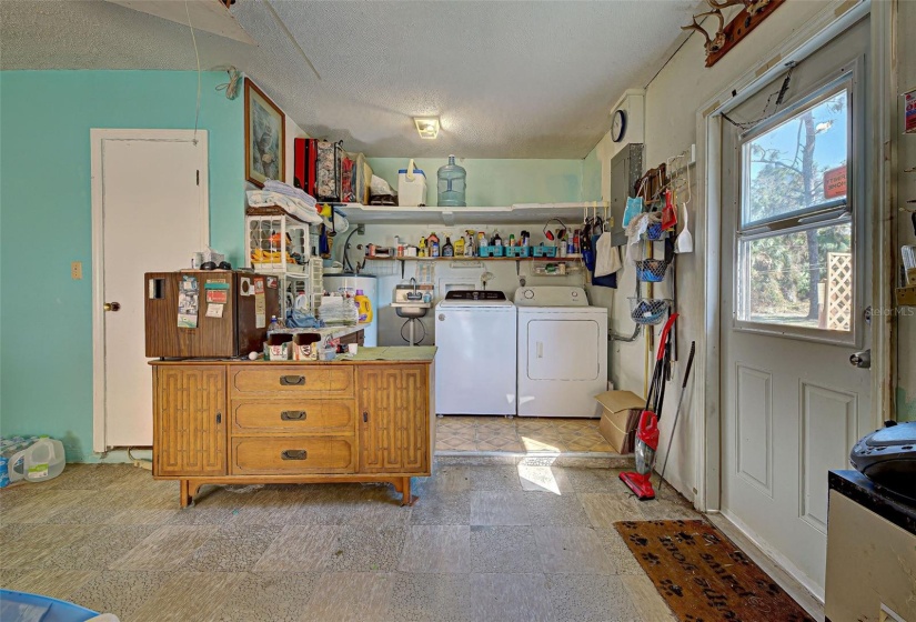 Laundry area in garage