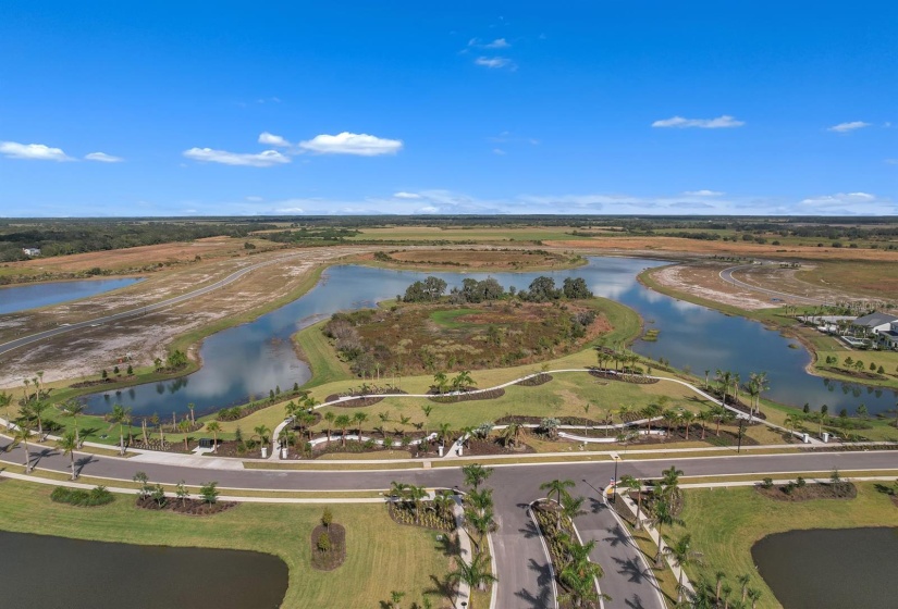 Aerial view of the intersection of Flagship Drive and Waterfront Circle