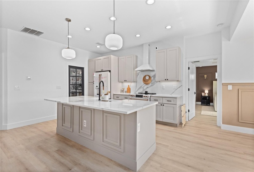 Kitchen with view of Owner's Suite