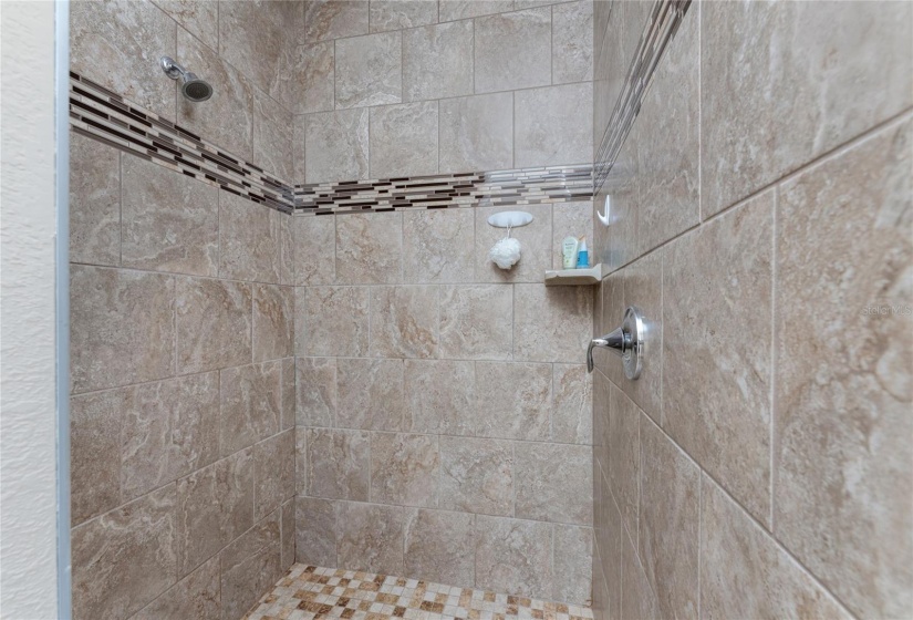 Large walk-in tiled shower