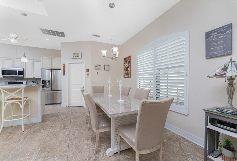 Plantation shutters in the dining area