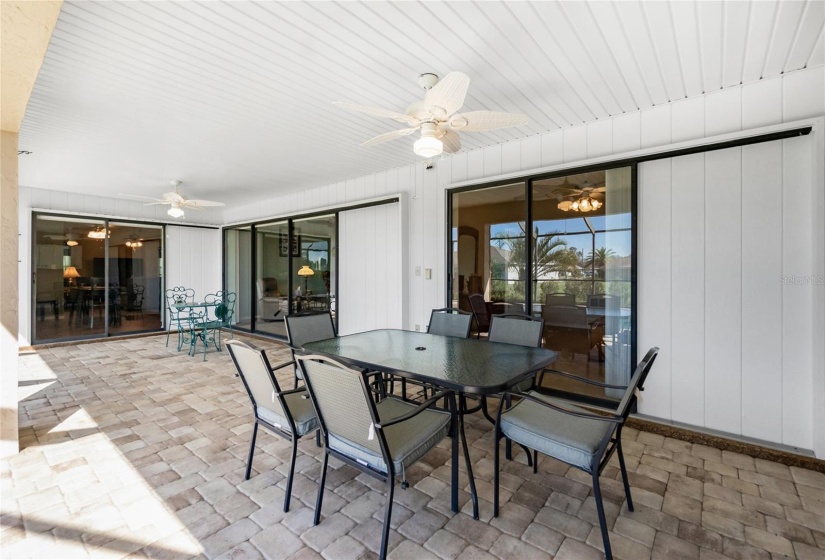 Lanai with disappearing patio doors from the living room, dinette and master bedroom.