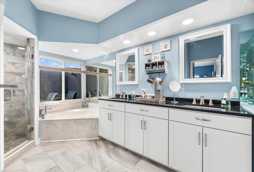 Relaxing bathroom with a deep soaking tub