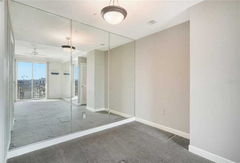 Dining area reflecting the light and city view