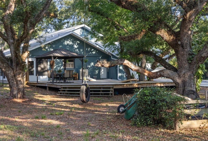 Custom built deck made with durable marine wood