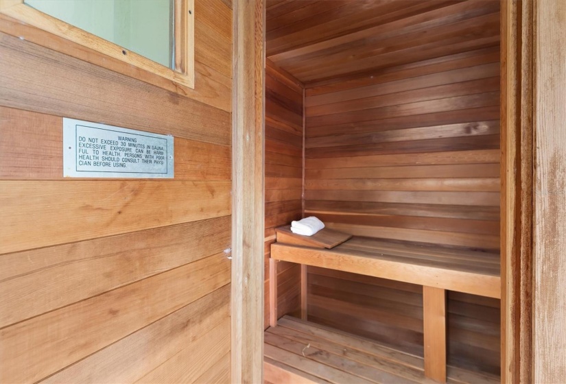 Enjoy the benefits of your private sauna! Perfect after a workout or lap swim.