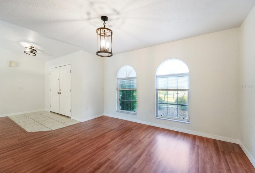 Dining room and front door view