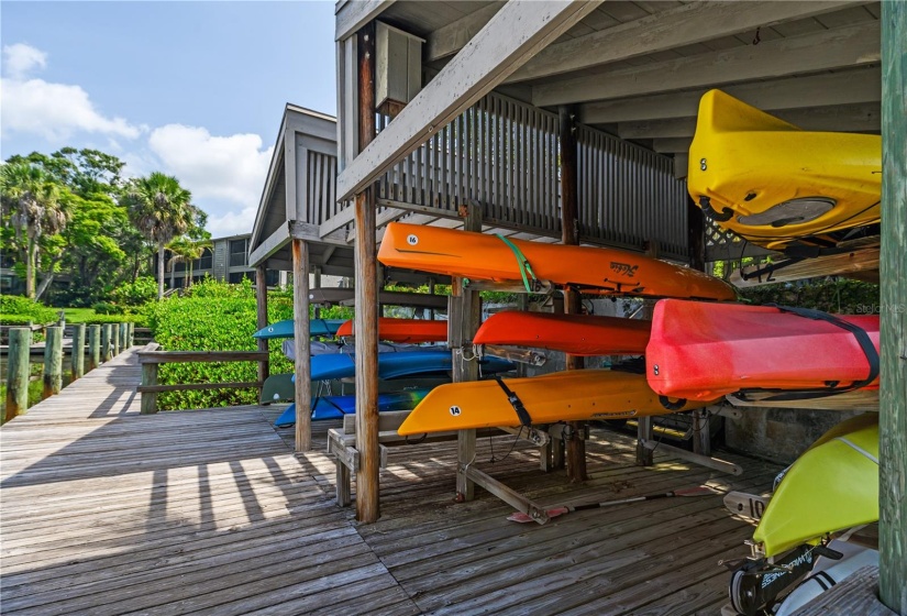 Kayak storage throughout Pelican Cove