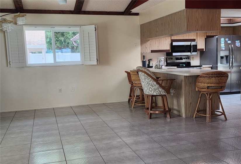 family rm and kitchen island