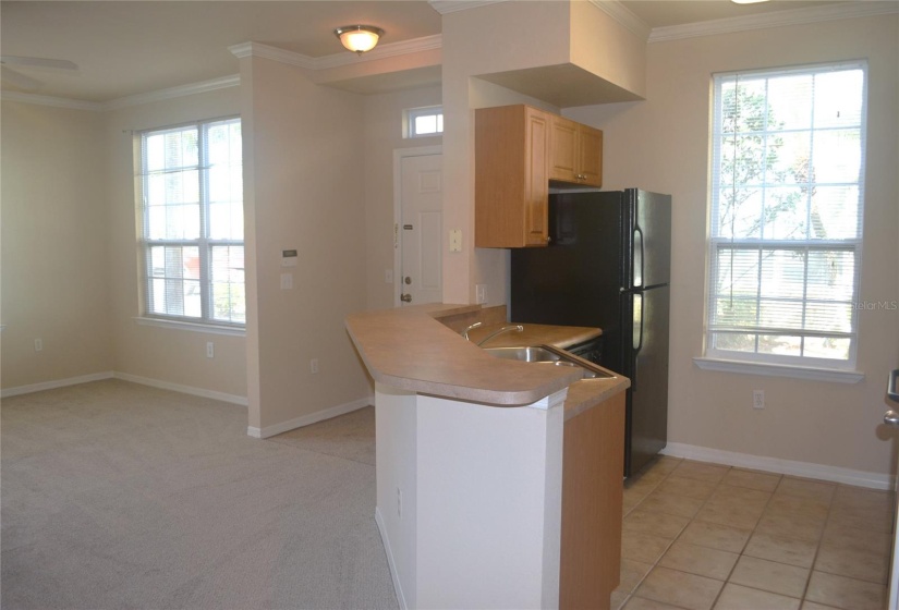 Kitchen and Living Area from Dining Room