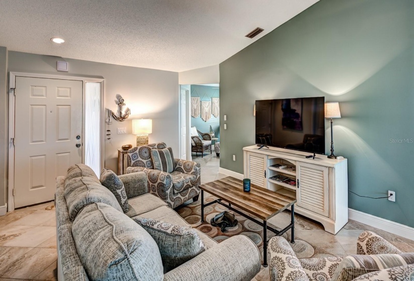 Living Room with vaulted ceilings