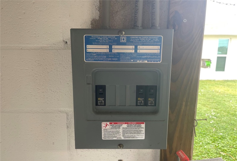 Electrical panel in detached garage