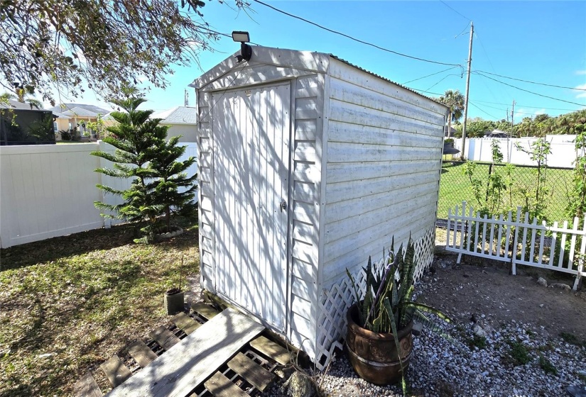 Separate storage shed.