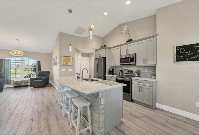 Open-concept kitchen overlooking the Great Room